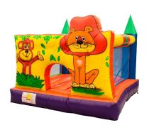Pula Pula Castelo Com Leão E Macaco Sewed + Motor 680W Bivolt - Imagem 2