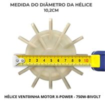 Hélice Ventoinha motor X-POWER 750W -102mm - Imagem 2