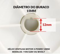 Hélice Ventoinha motor X-POWER 1200W -117mm - Imagem 4